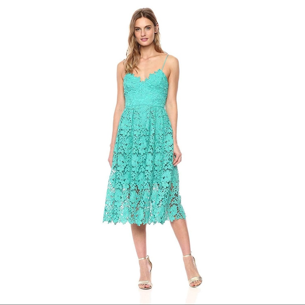 Donna Morgan NWT Spaghetti Strap Teal Midi Dress